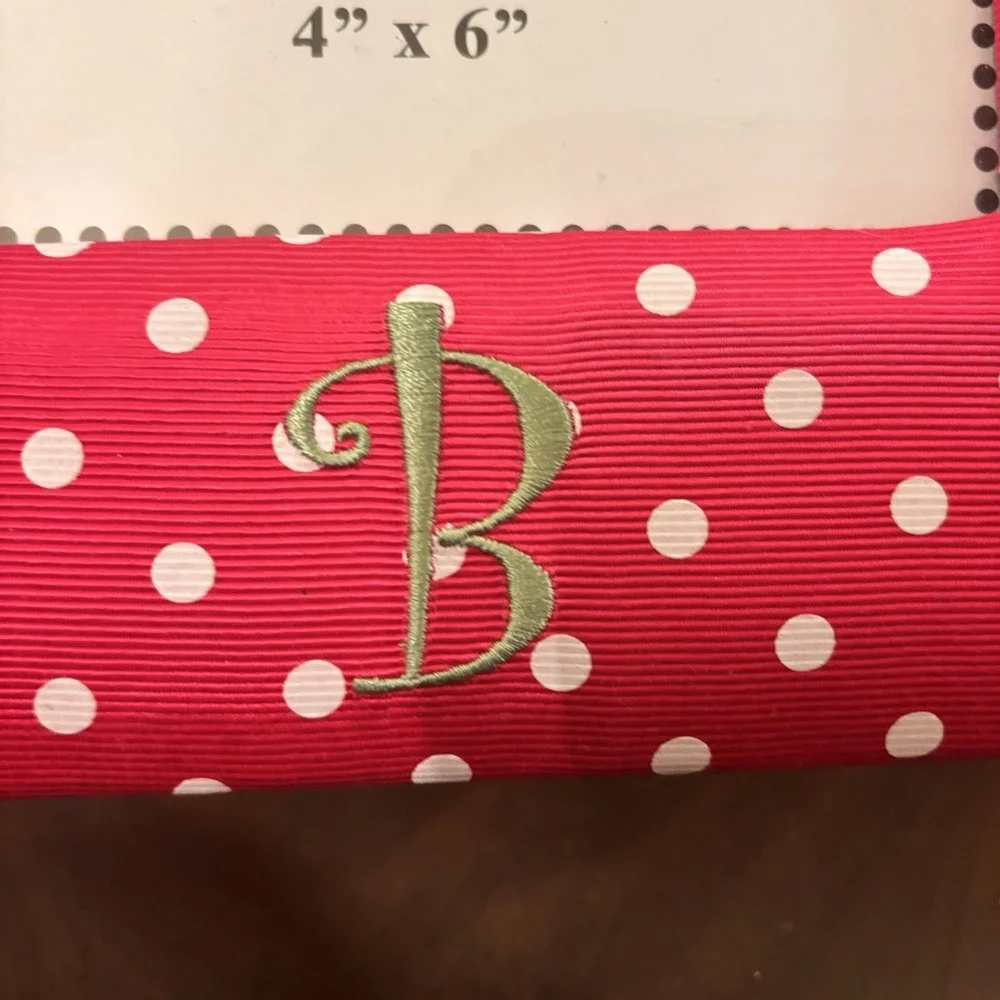 MSC Mainstreet Collection 4x6 Photo Frame Pink Polka Dot Monogram B Initial